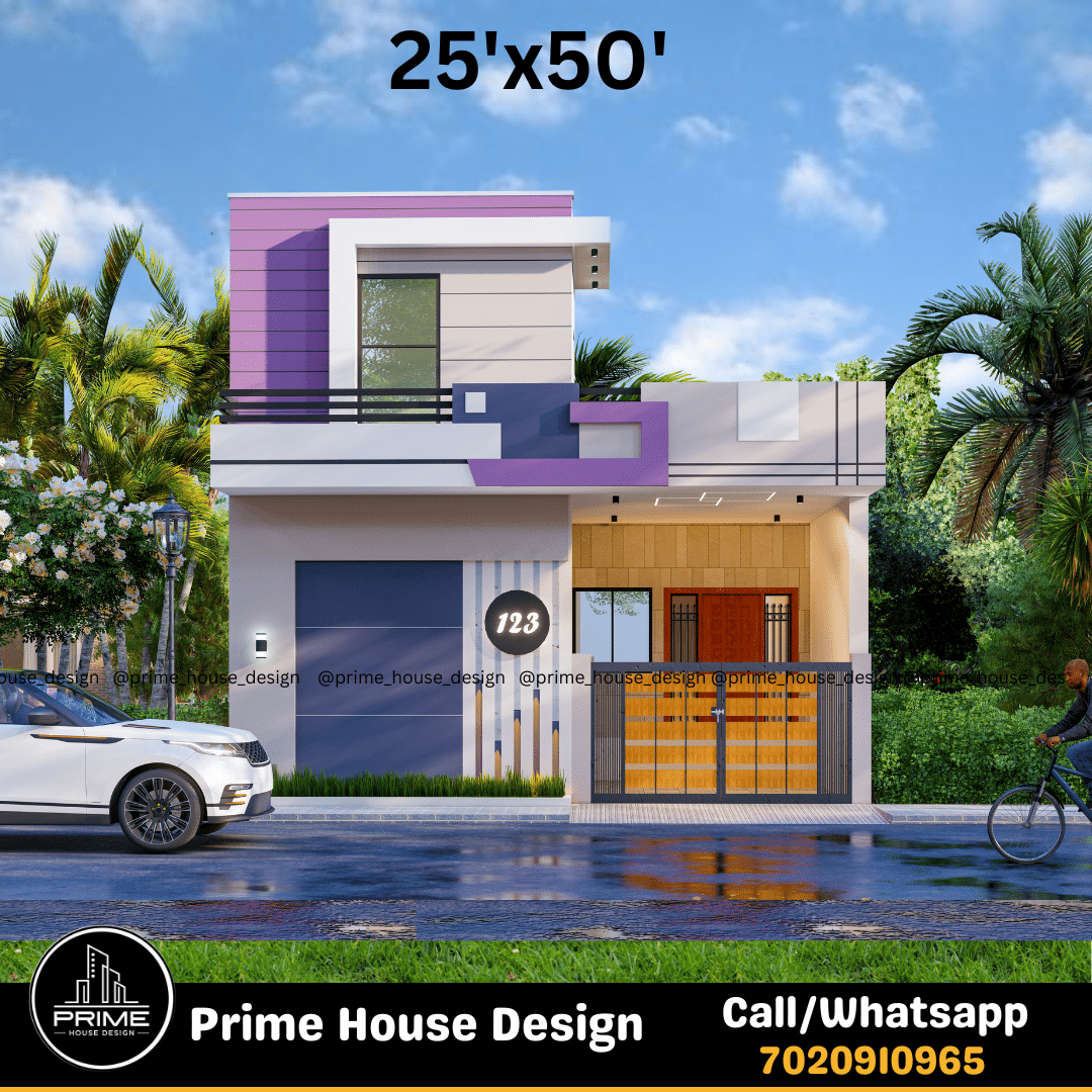 25'x50' east facing ground floor 3D front elevation image